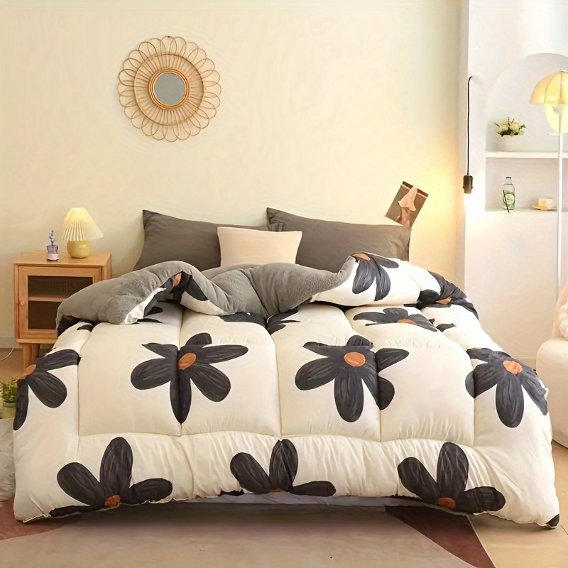 1-Pack Reversible Sherpa Comforter, Thick Fluffy Warm Bedding Quilt, Ultra Soft Plush…