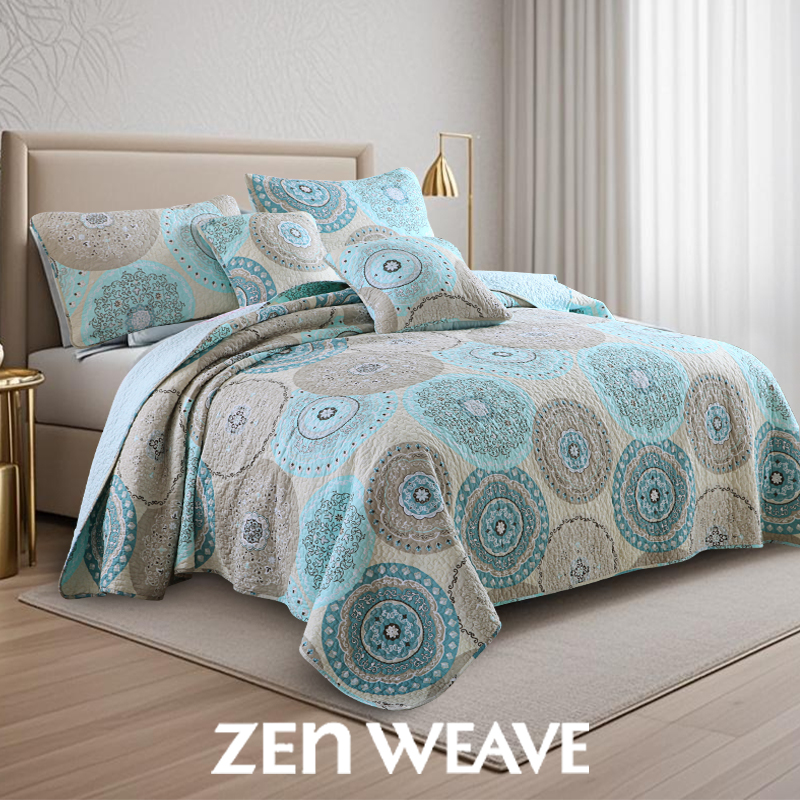 3-Pack Boho Mandala Quilted Bedspread Set Design Cotton Filled Quilting Technology…