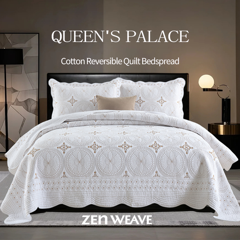 3-Piece Arabesque Quilted Bedspread Set Luxury Hotel Collection, No Clumping Pre-Shrunk…