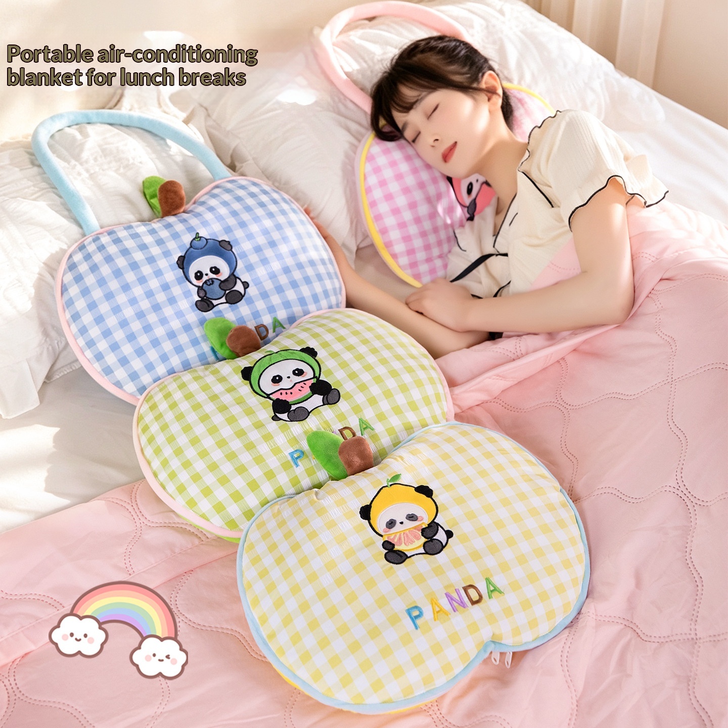 Cute Cartoon Panda Pillow-Quilt Dual-Use Sofa Cushion