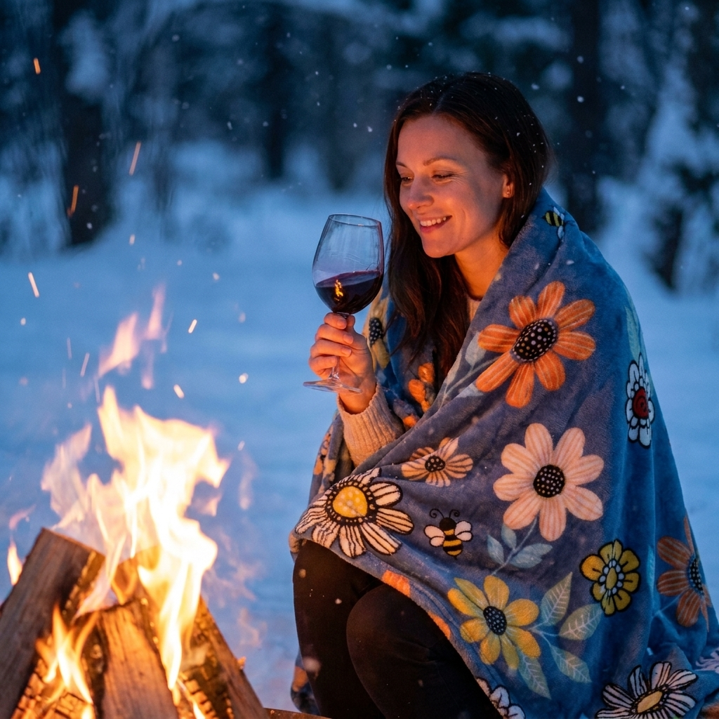 1-Pack Soft Fleece Throw Blanket, Lightweight Warm Plush Blanket For Camping Sofa Bedroom