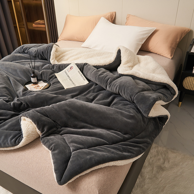 1-Pack Reversible Sherpa Throw Blanket, Thick Warm Plush Fleece Blanket For Sofa Couch Bed