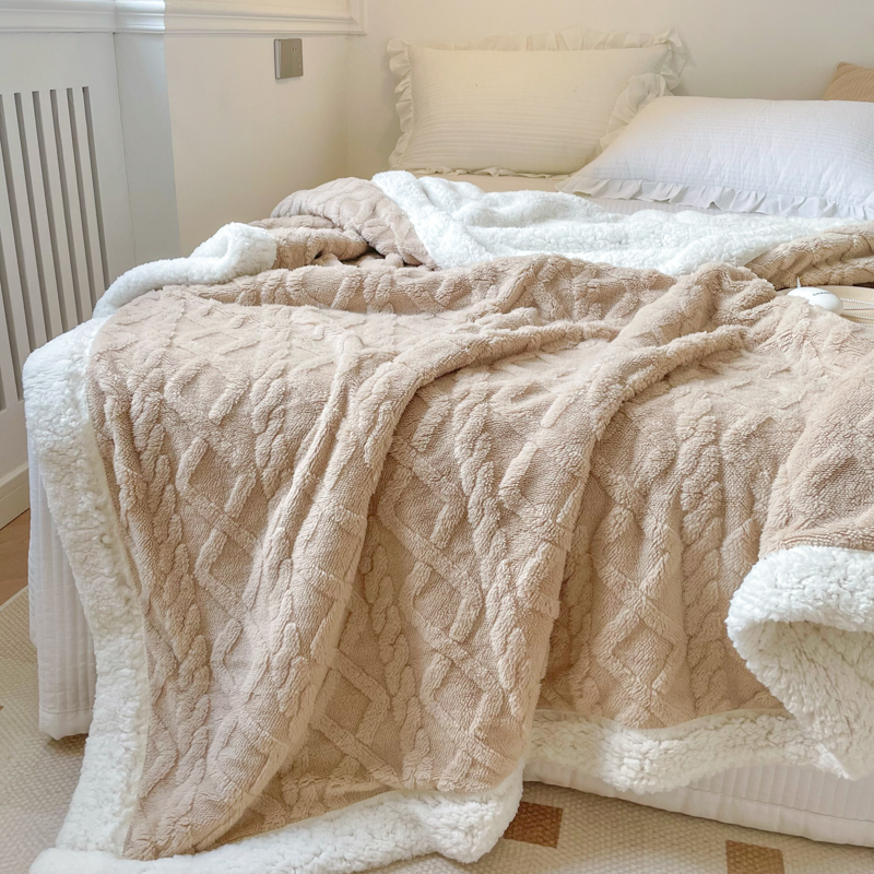1-Pack Reversible Sherpa Throw Blanket, Textured Plush Warm Blanket For Sofa Couch Bedroom