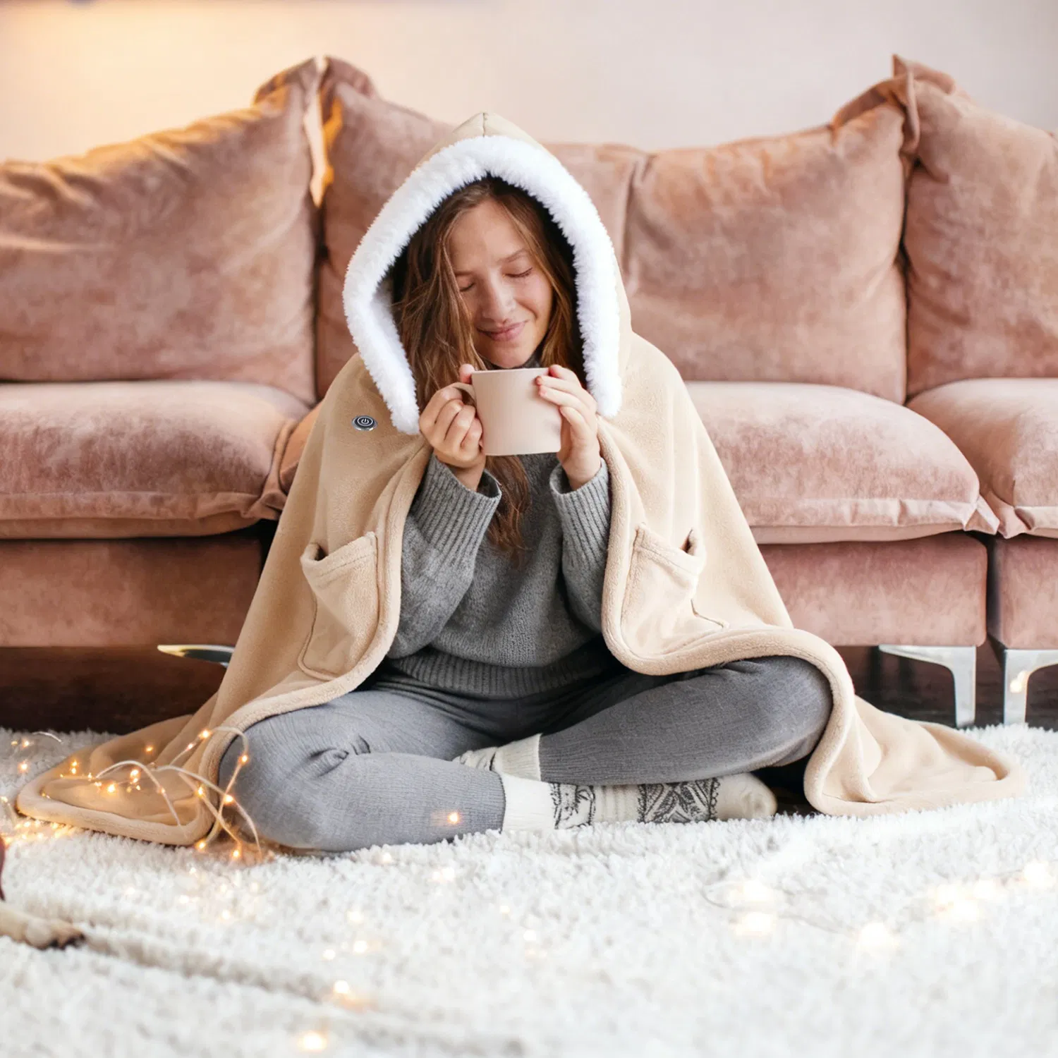 Wearable Heated Blanket - 8 Heating Zones, 3 Temperature Levels, Soft Double-Layer…