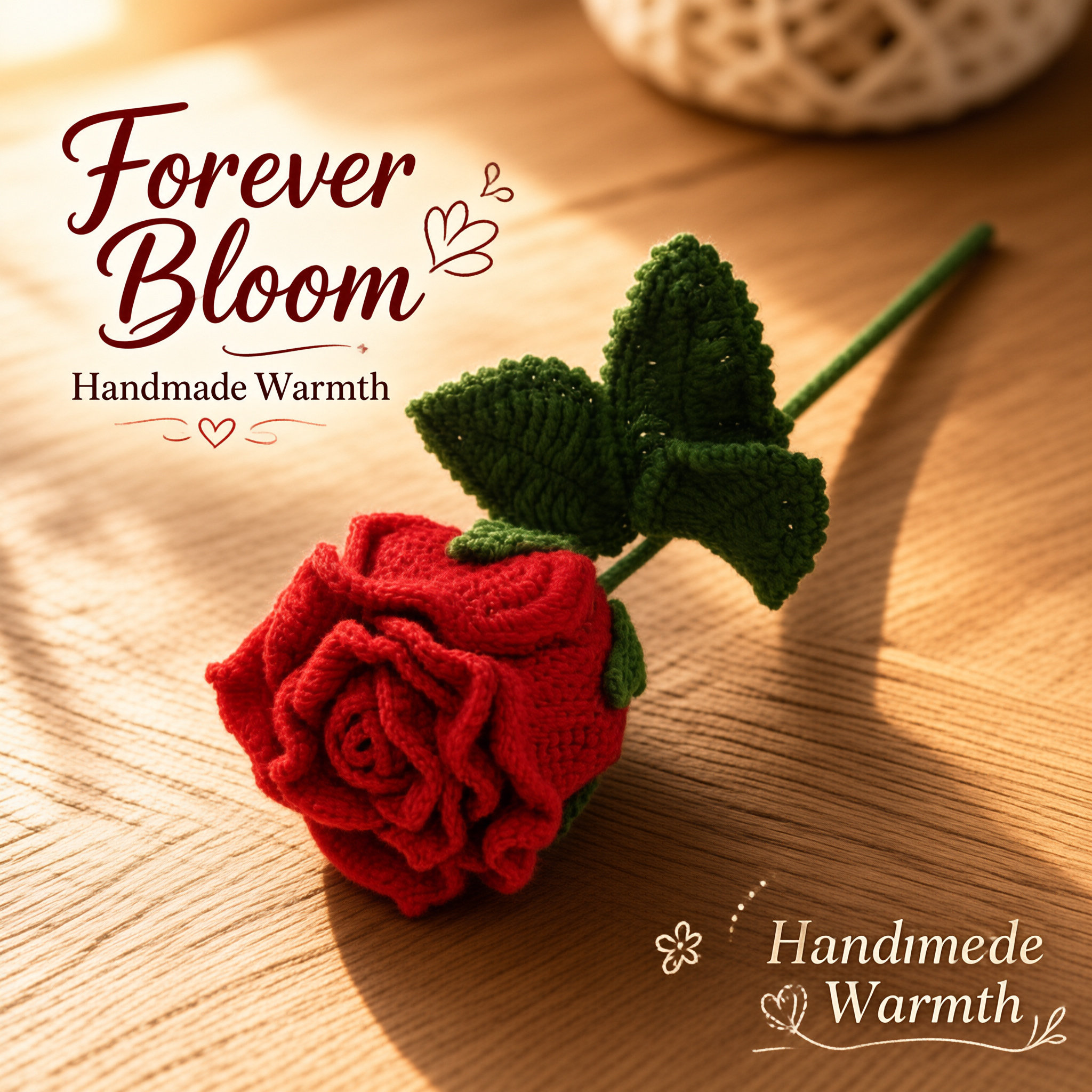 Finished Hand Crochet Rose Bouquet Knitted Artificial Rose Flower Valentine's Day Gift…
