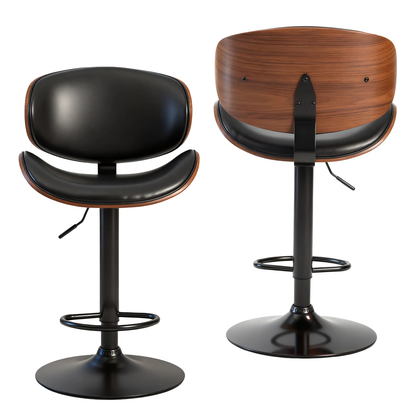 A set of 2 rotating bar stools with adjustable height, PU leather decorative chairs…
