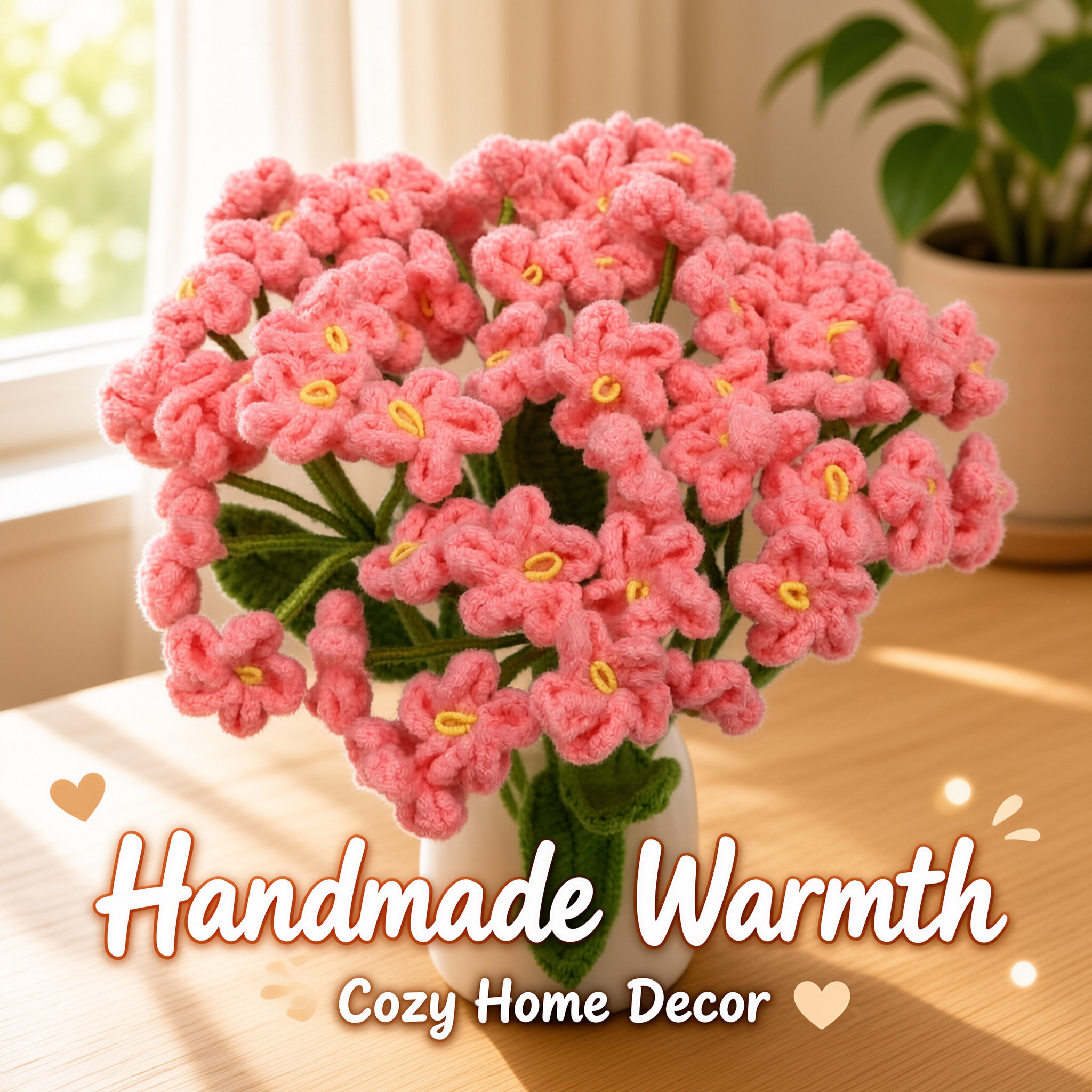Handmade Crochet Forgetmenot Hydrangea Yarn Flowers Finished Knitted Artificial Flowers…