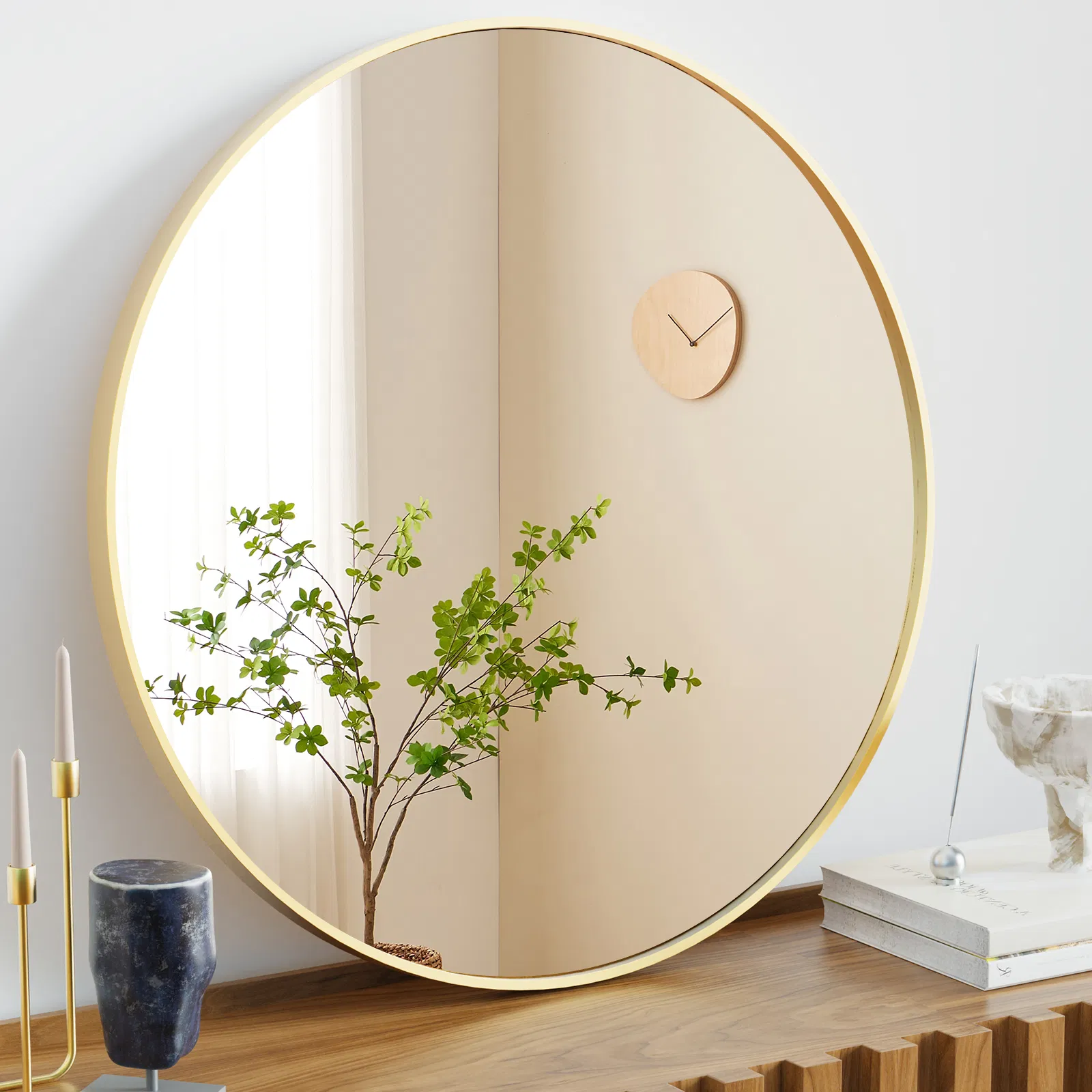 Black Round Wall Mirror 20-30 Inch, Bathroom Mirrors for Over Sink, Circle Mirror for…