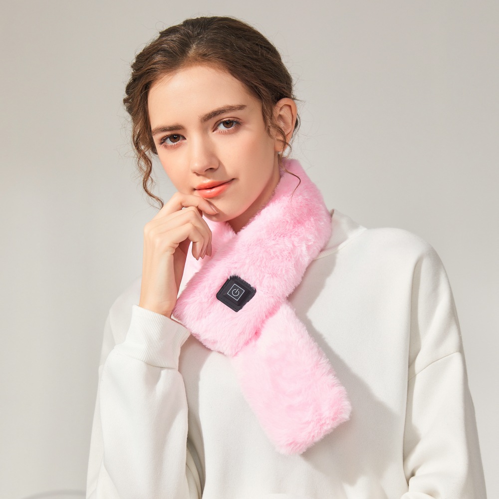 Heated Scarf With Three Temperature Settings, Made From Faux Rabbit Fur