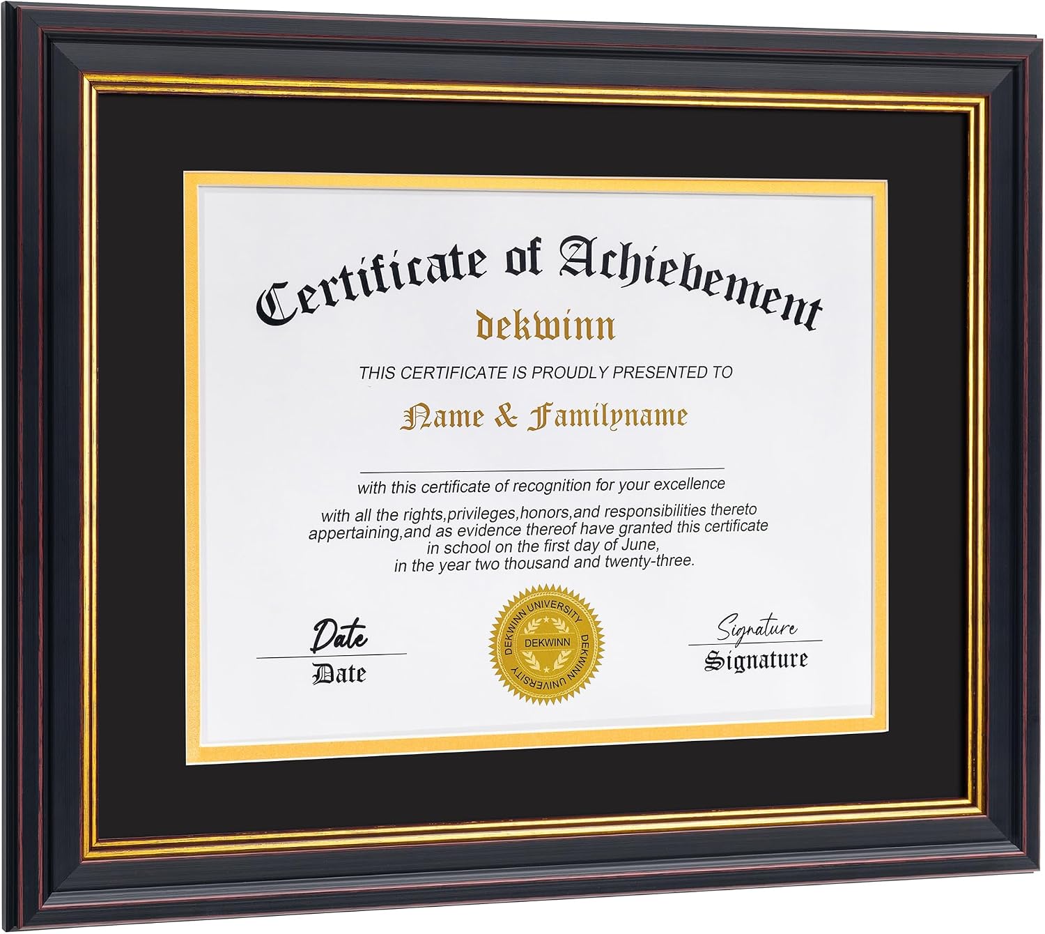Diploma Frame 8.5x11 With Mat Or 11x14 Without Mat, Black Gold Certificate Document Frame…