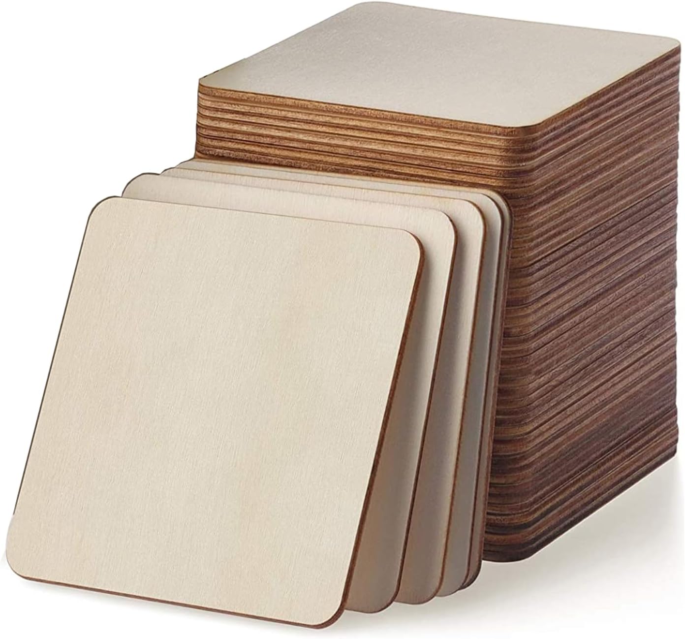 Unfinished Wood Squares 80 Units, 3x3 Inch Wooden Board Tiles For DIY Crafts, Painting…