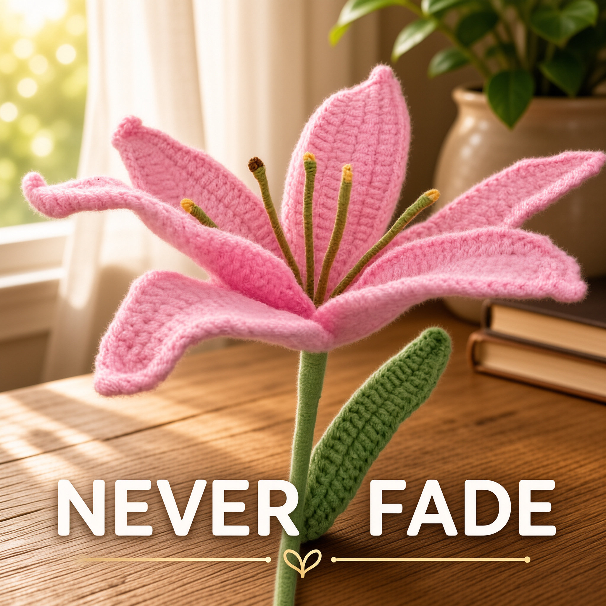 Hand Knitted Crochet Lily Flower Stem Artificial Knit Flower Bouquet For Home Decor Warm…