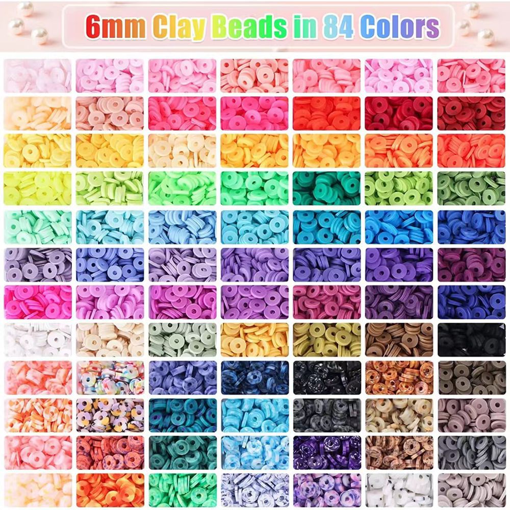 13234-Pack Clay Beads Set Flat Polymer Beads DIY Bracelets Bangle Earrings Gift