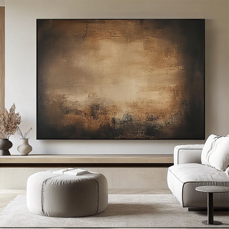 Purely Hand-painted Oil Painting In Wabi-sabi Style With A Three-dimensional Textured…