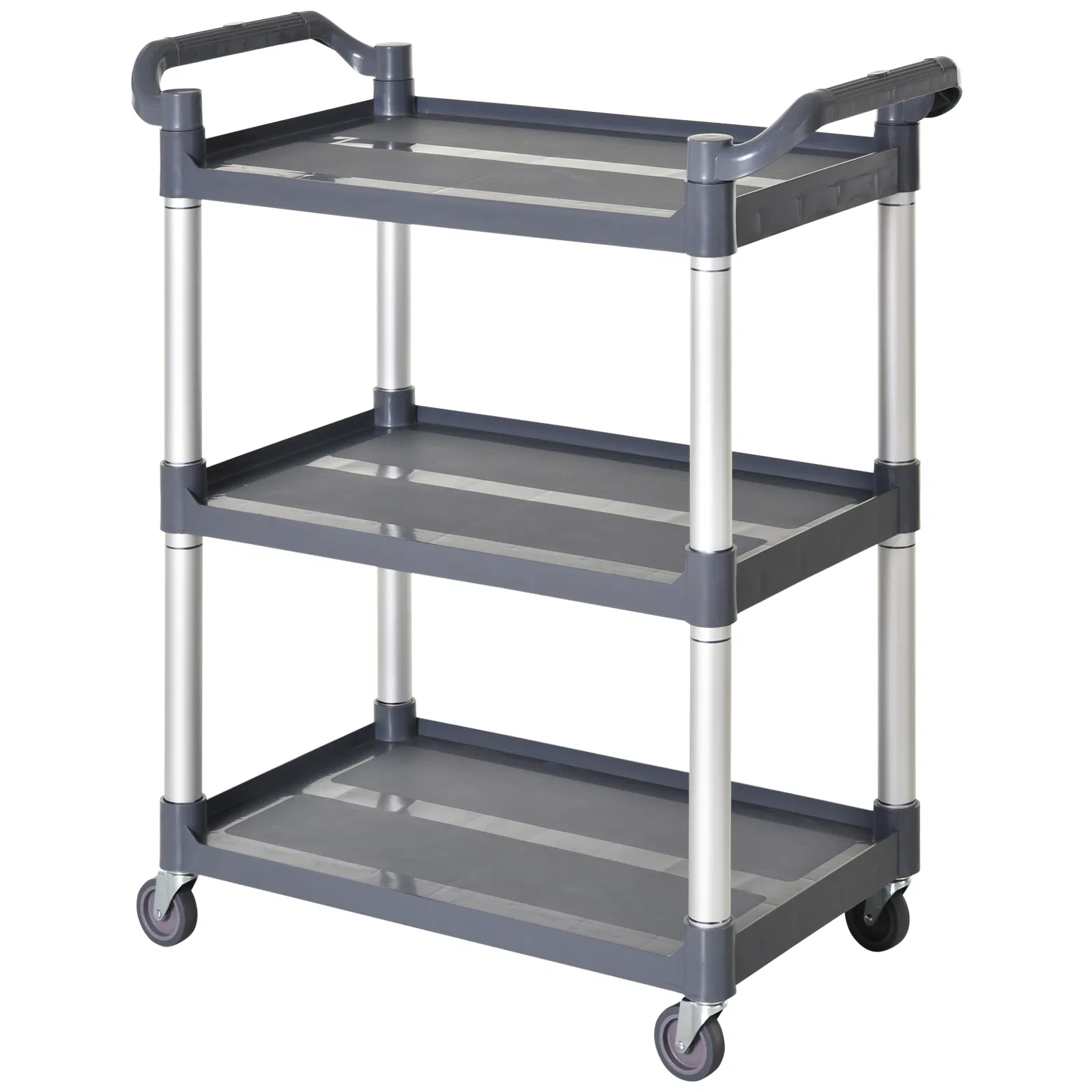 3-Tier Utility Cart Large Rolling Storage Trolley with 3 Shelves Metal Clean Service…