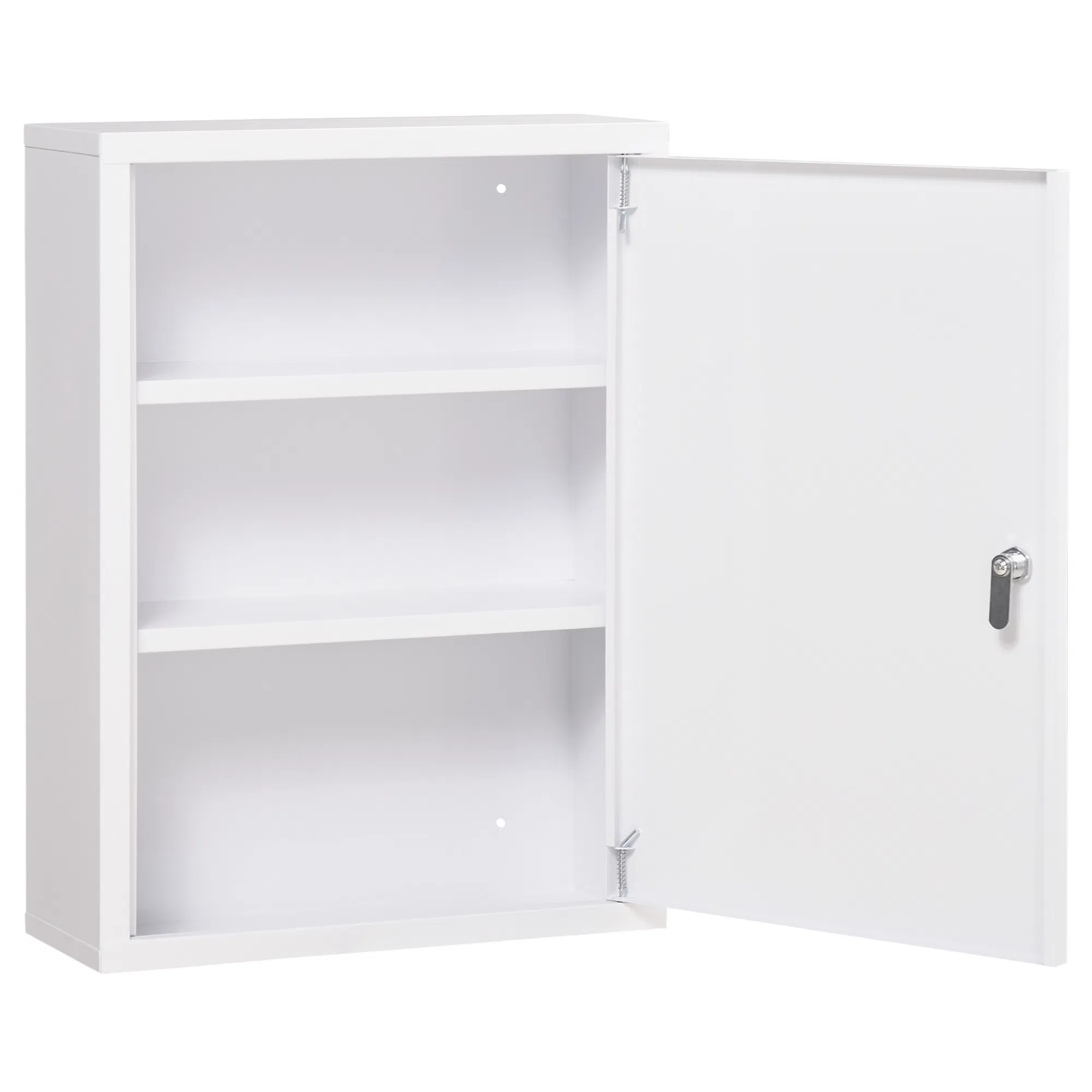 Lockable Medicine Cabinet, 3 Tier Steel Medical Wall Box with 2 Keys and Shelves for…