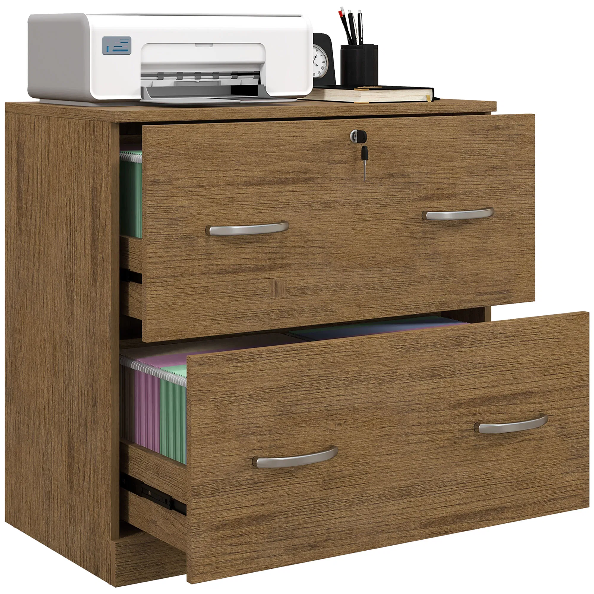 2 Drawer File Cabinet with Lock, Office Filing Cabinet, Hanging Bar for Letter Size, Home…