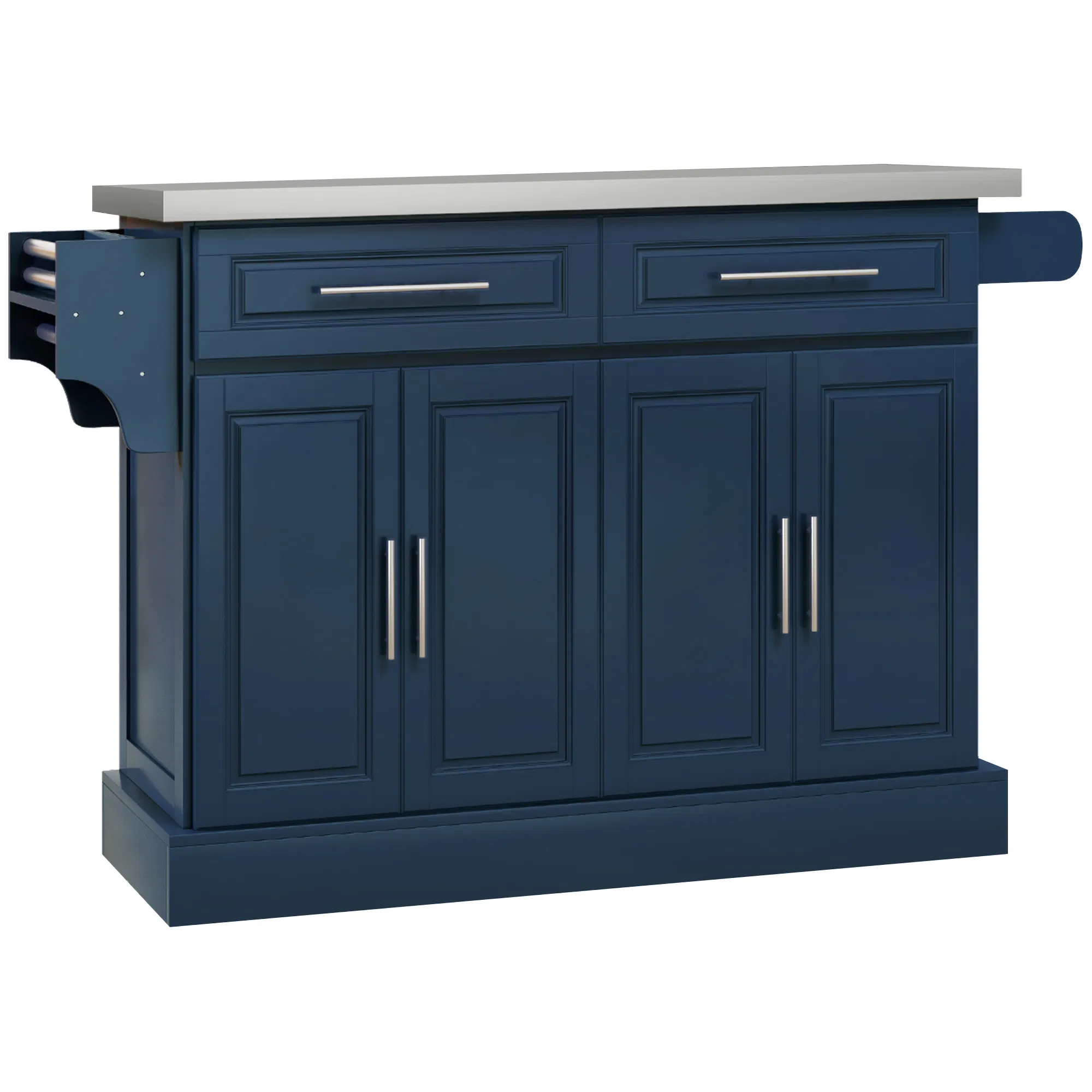 Rolling Kitchen Island with Storage and Stainless Steel Top, Kitchen Trolley with…