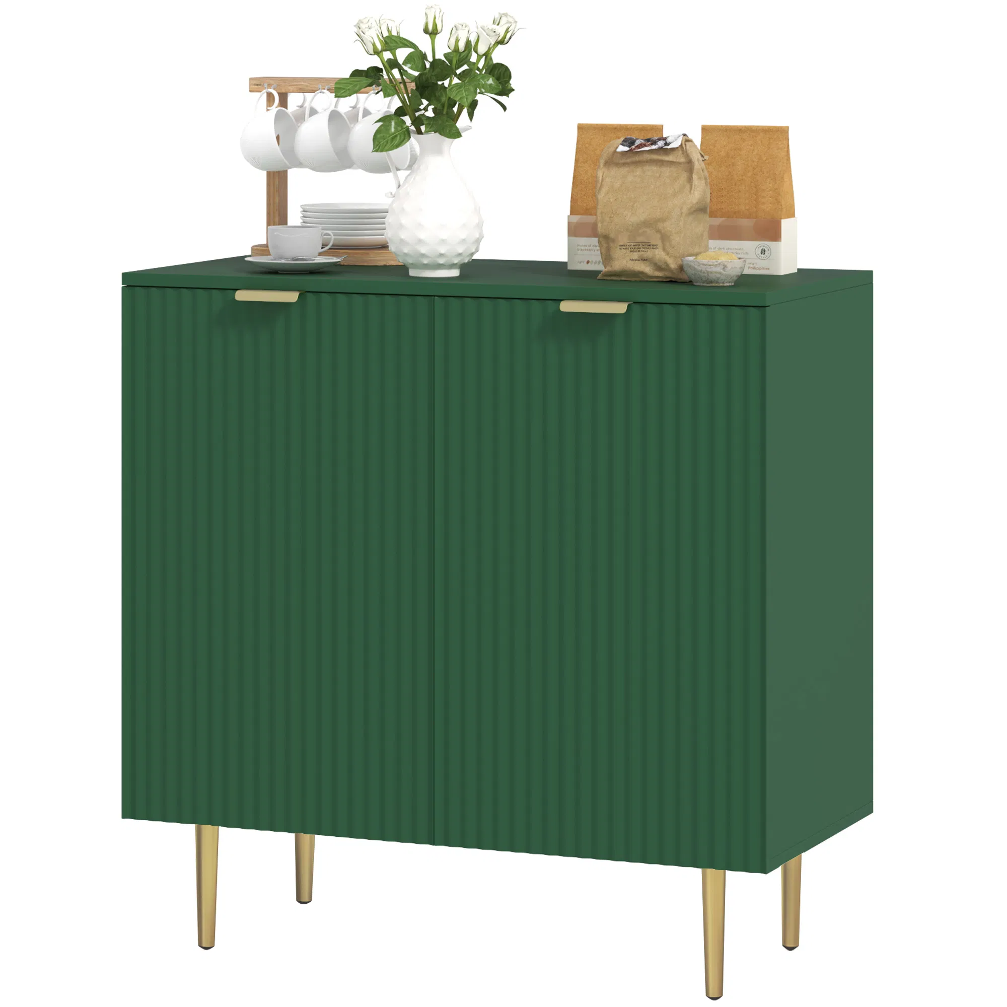 Modern Kitchen Storage Cabinet, Sideboard Buffet Cabinet with Adjustable Shelves and…