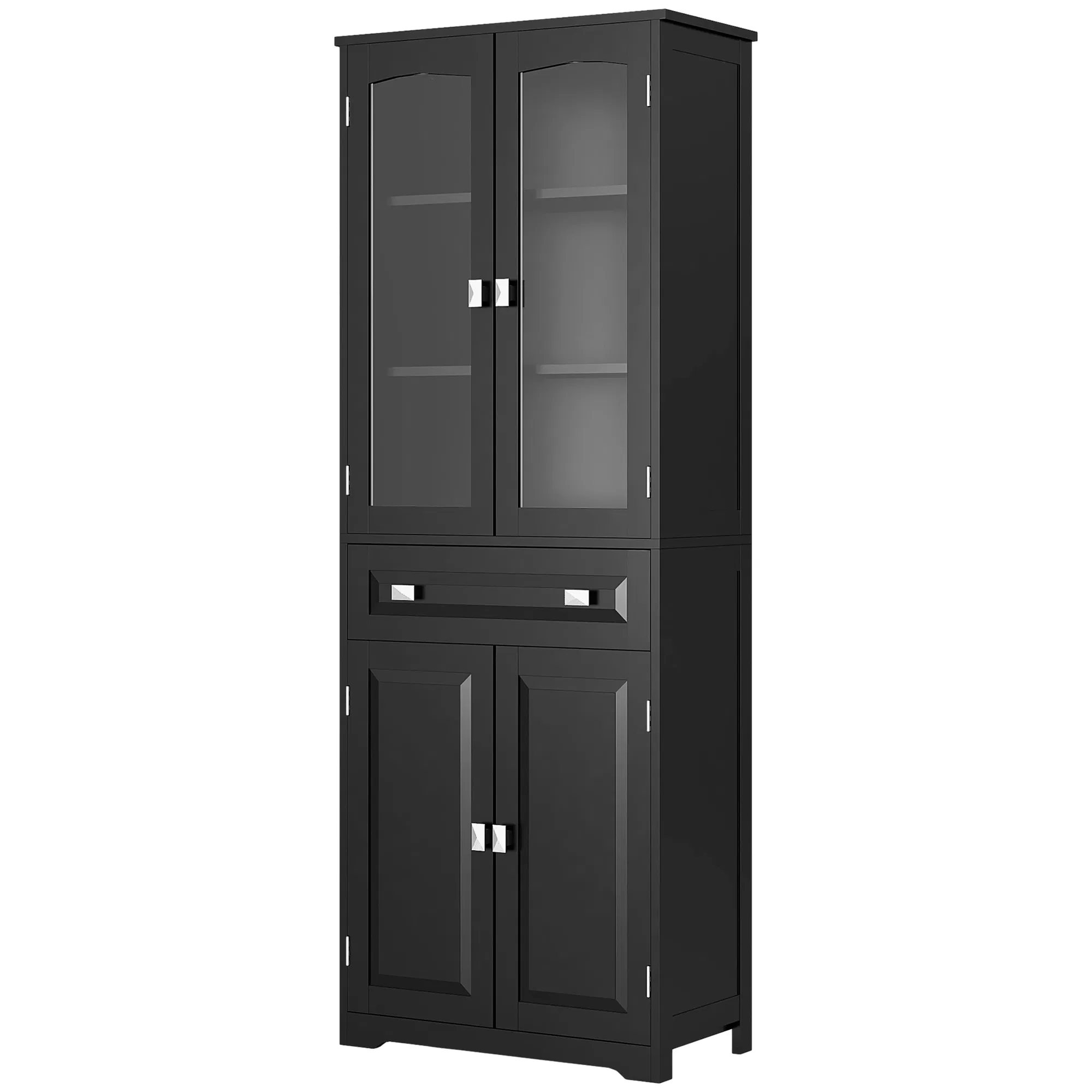 63" 4-Door Kitchen Pantry Cabinet, Freestanding Storage Cabinet Cupboard with Adjustable…