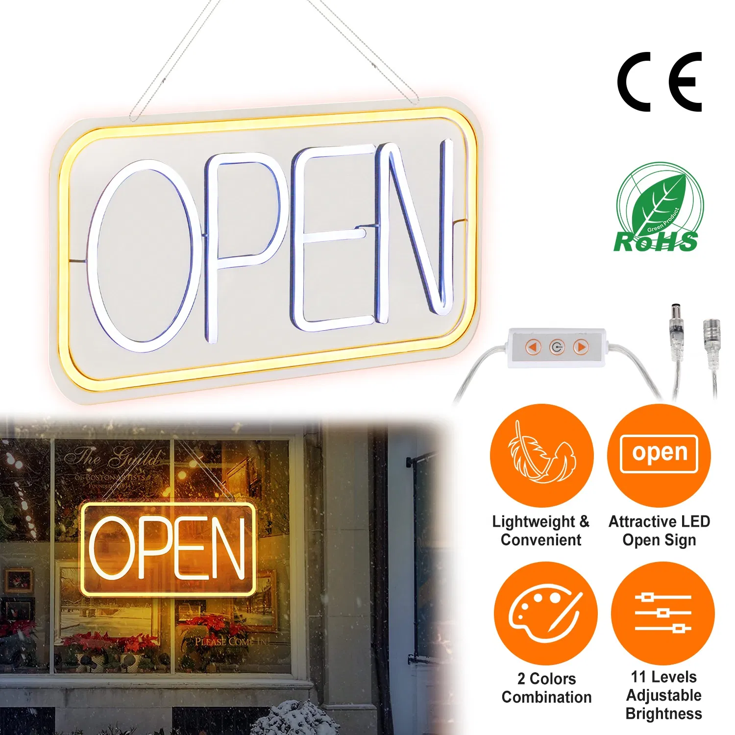 LED Open Sign 16.5x9.1in Business Neon Open Sign Advertisement Board with 11 Levels…