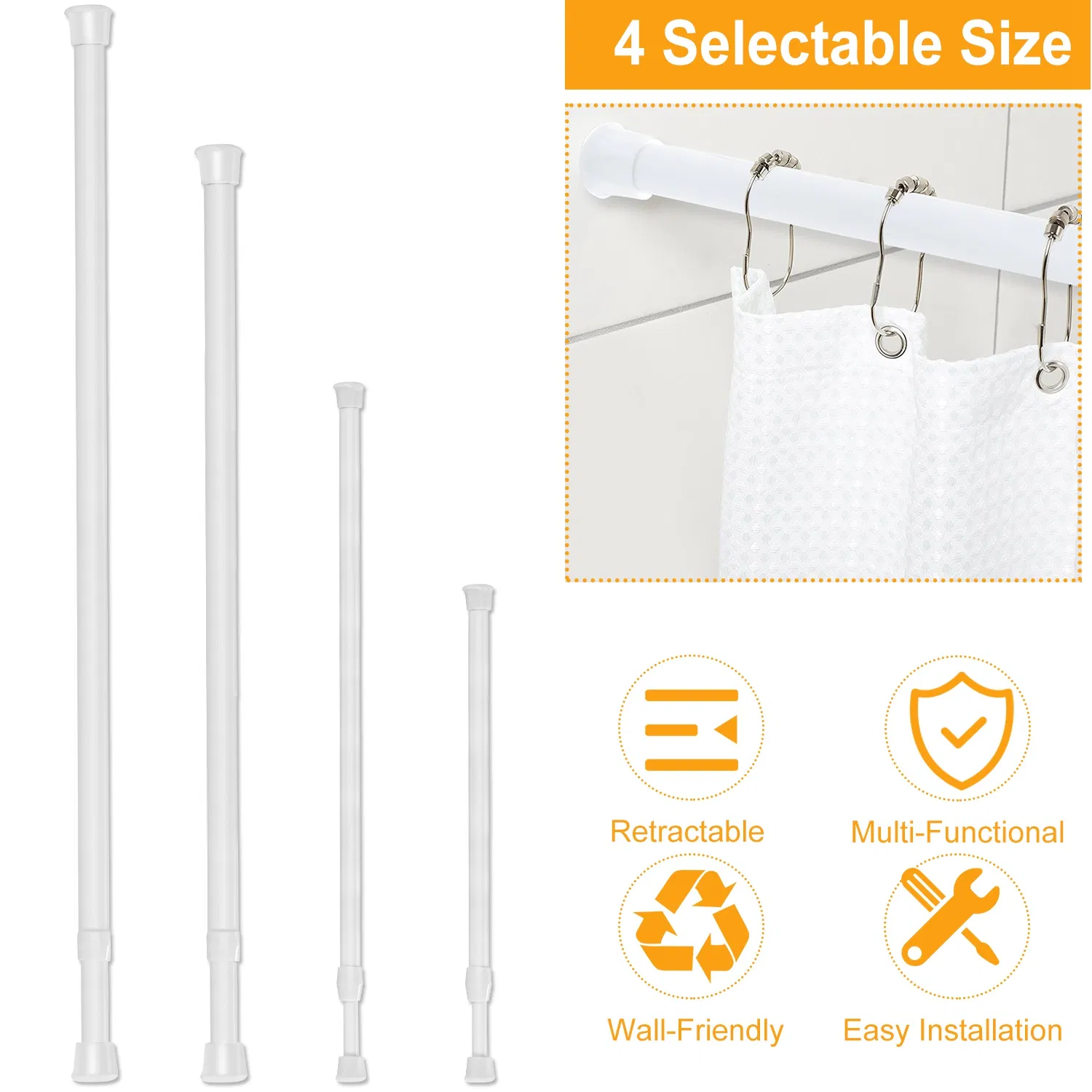 Heavy Duty Tension Curtain Rod, Non-Slip Carbon Steel Spring Loaded Curtain Rod…