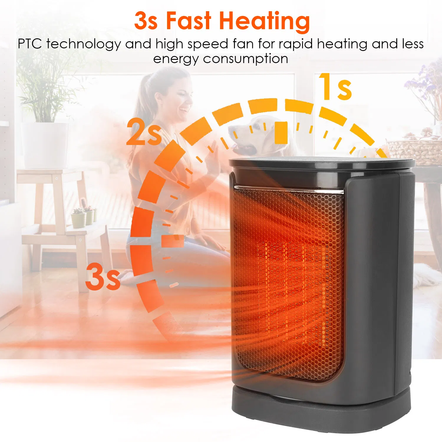 1500W Oscillating Ceramic Space Heater, Portable Electric Heater with Digital…