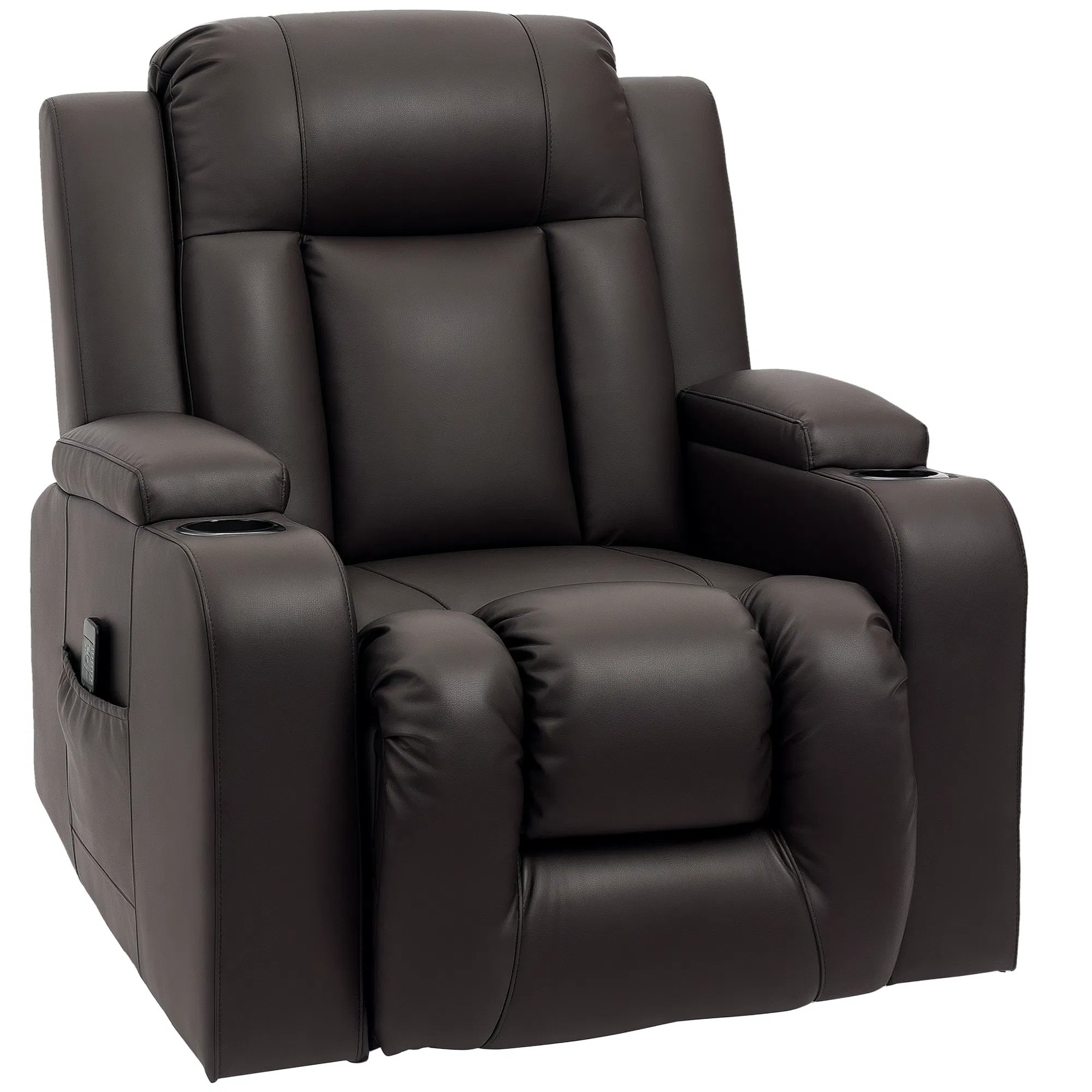 Swivel Massage Recliner Chair Rocker, Overstuffed Manual Reclining Sofa, PU Leather…