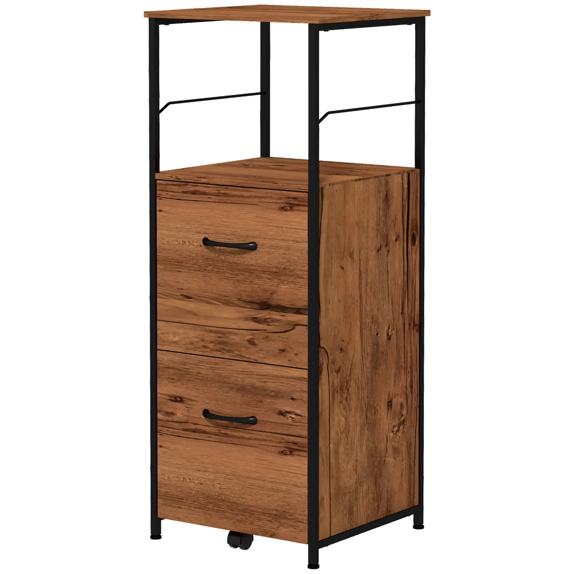 Vertical Filing Cabinet, Tall File Cabinet with 2 Drawers, Hanging Bars for Letter and A4…