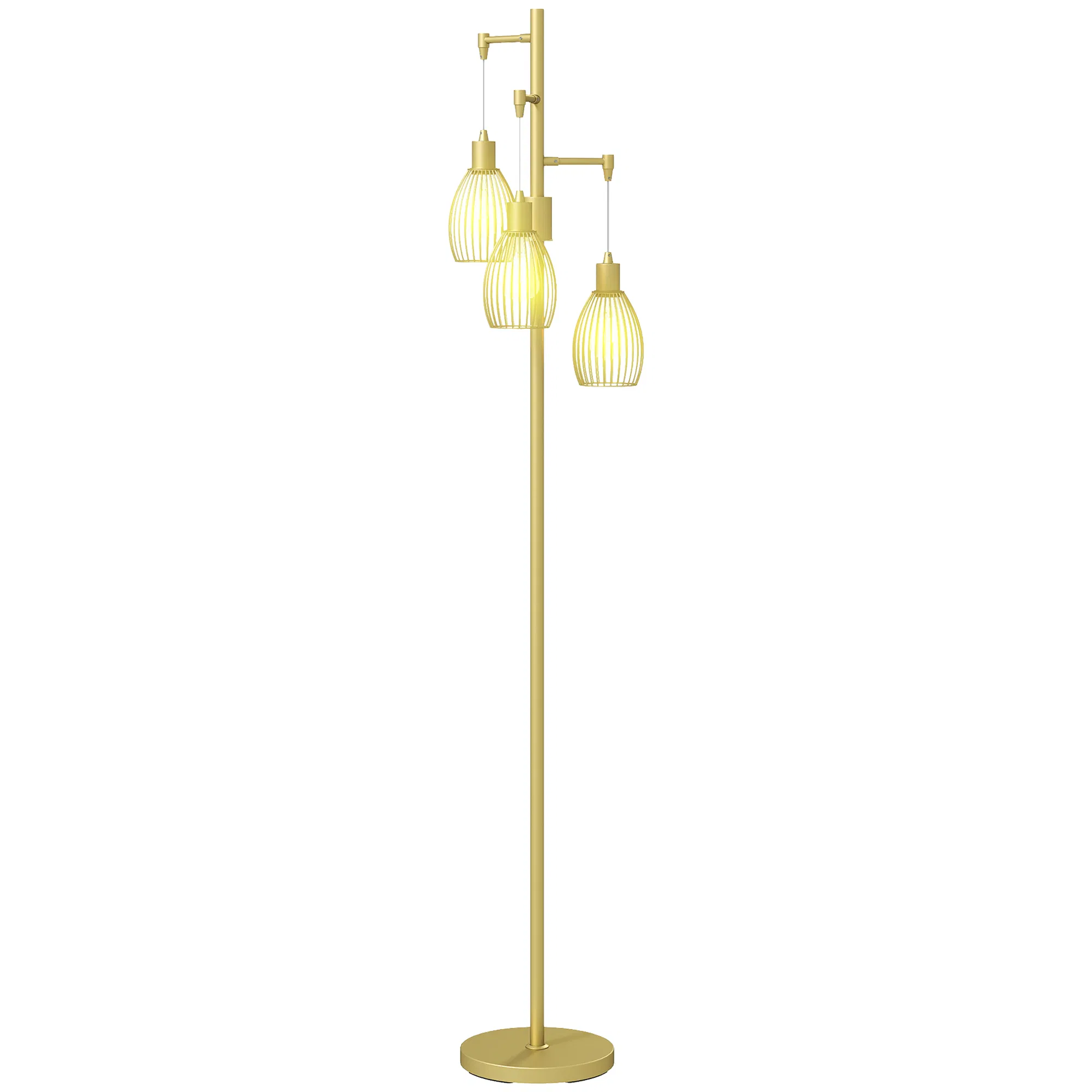 Industrial Floor Lamp with 3 Hanging Wire Lampshades, Dimmable Standing Lamp for Living…