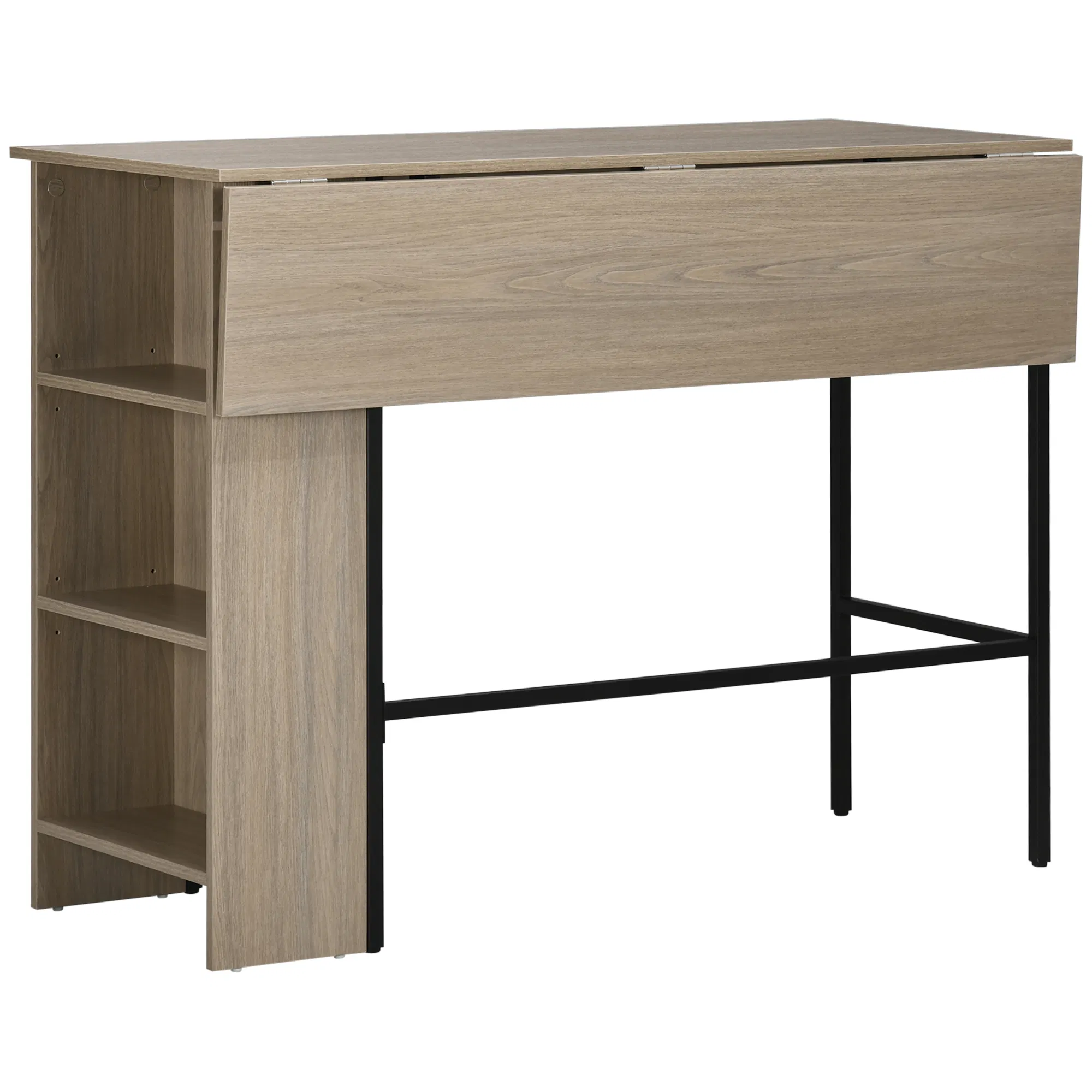 Counter Height Table with Drop Leaf, Extendable Bar Table with Adjustable Storage Shelf…