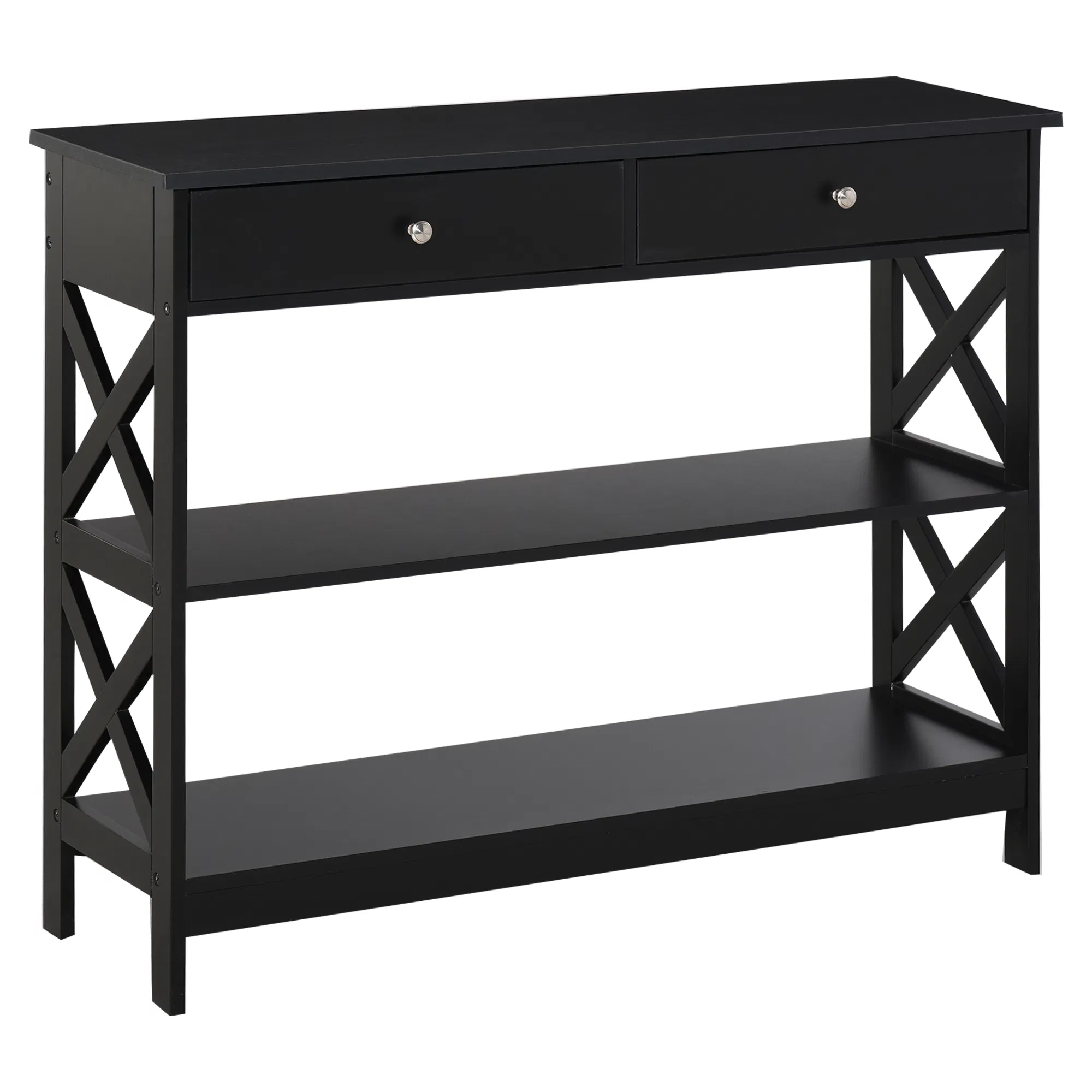 39" Console Table, Narrow Entryway Table with Storage Shelves, Drawers and X Frame for…
