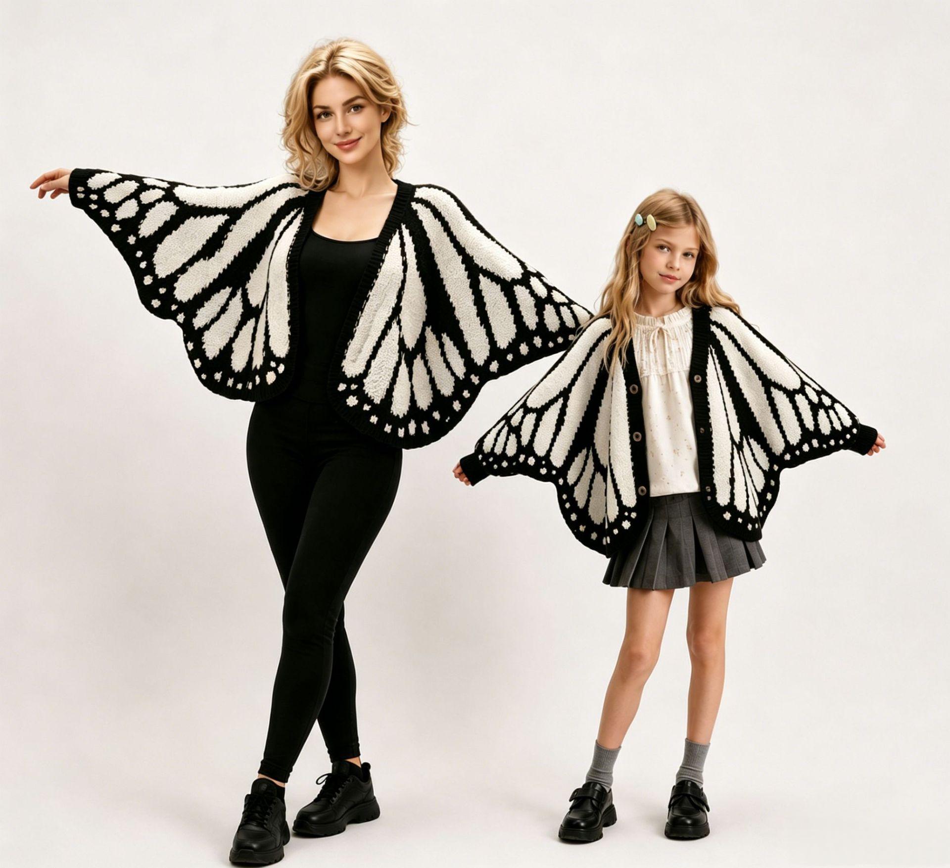 Butterfly-knit Shawl-cloak Top For Layering