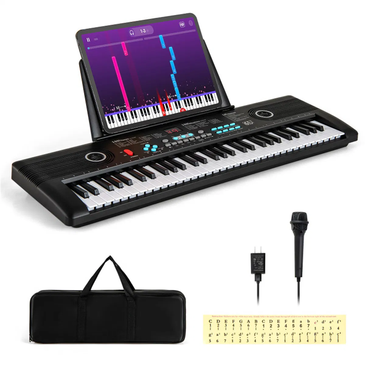 61-Key Portable Electric Keyboard for Beginners, 58.42×17.78×5.08 cm Digital Piano with…