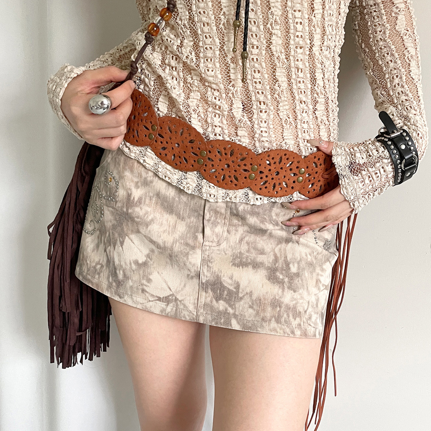 Retro Brown Denim Belt Accessory