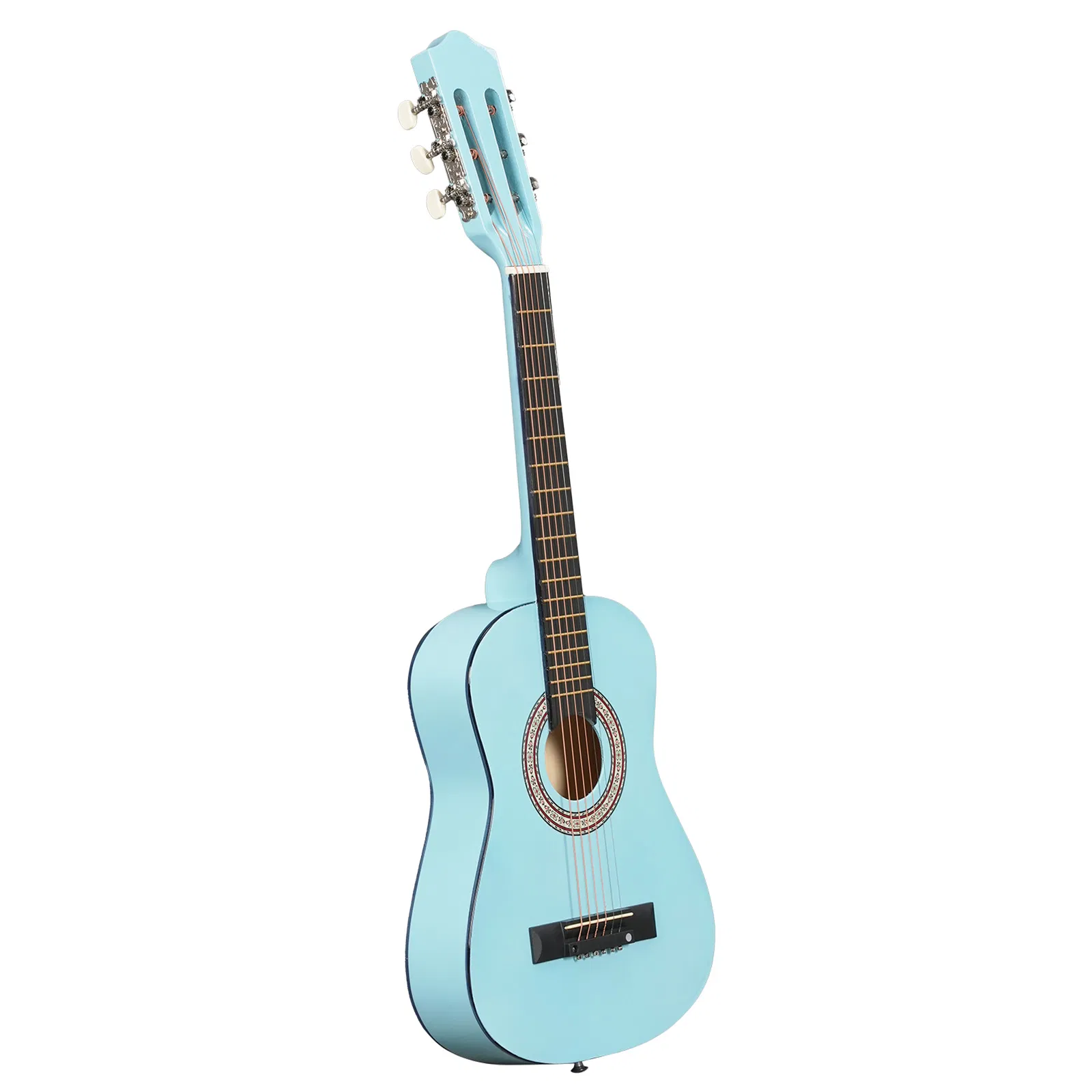 Sky-blue color 30-inch Round Acoustic Guitar with Picks, Strings, Capo, Case, Tuner, and…