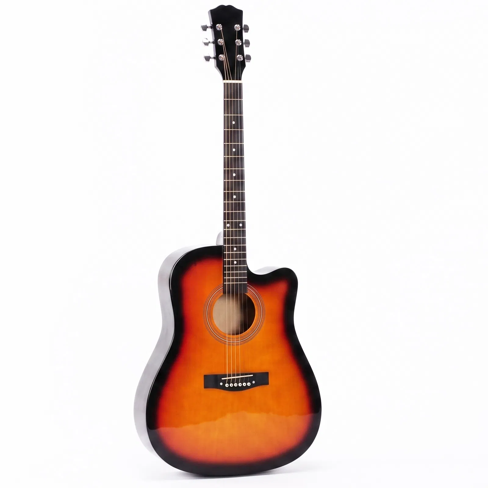 Sunset color 41-inch Dreadnought barrel-shaped cutaway acoustic guitar with pick…