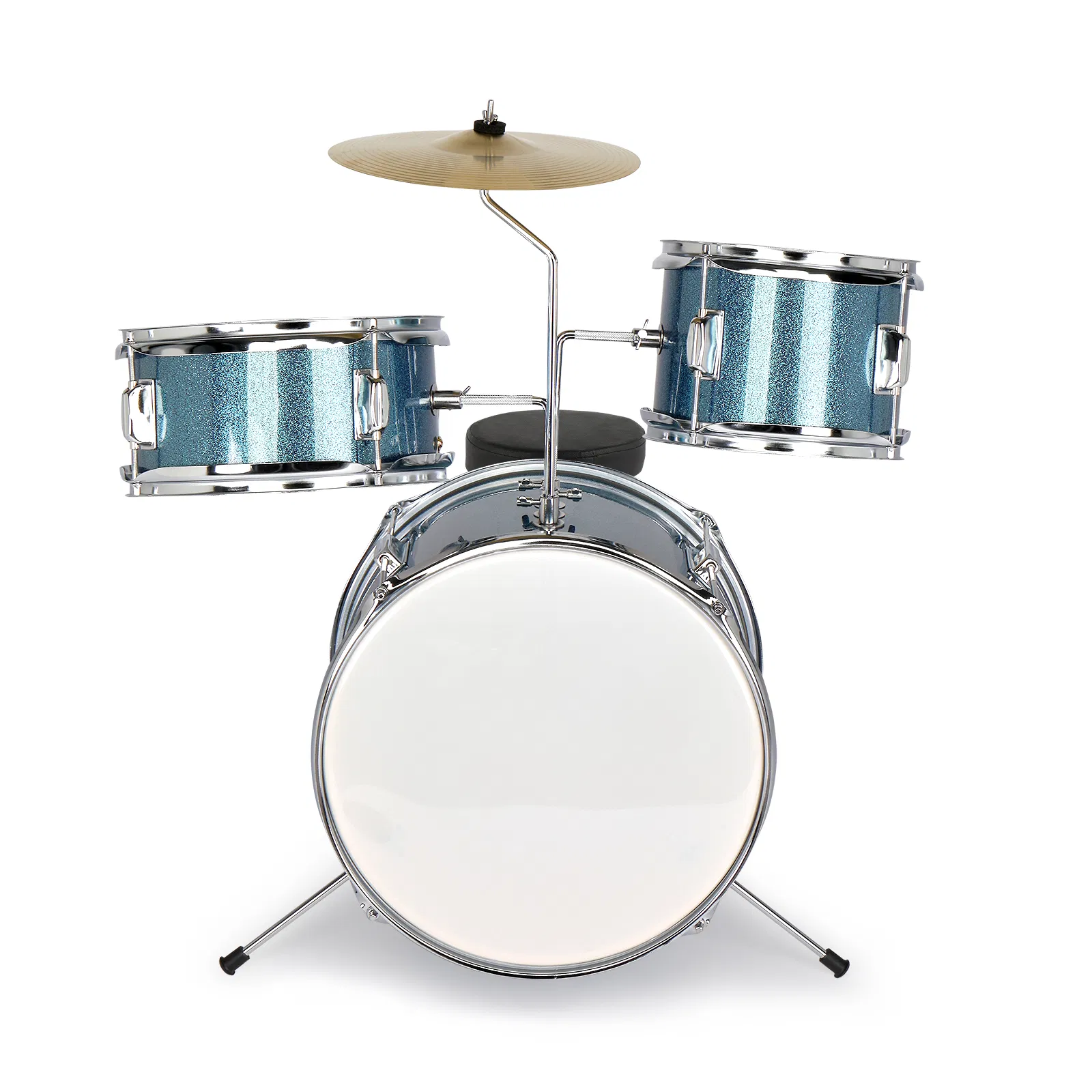 14"x10" 3-Pieces Junior Kids Drum Set Kit Pedal Drum Stick Wrench Drum Stool Sky Blue