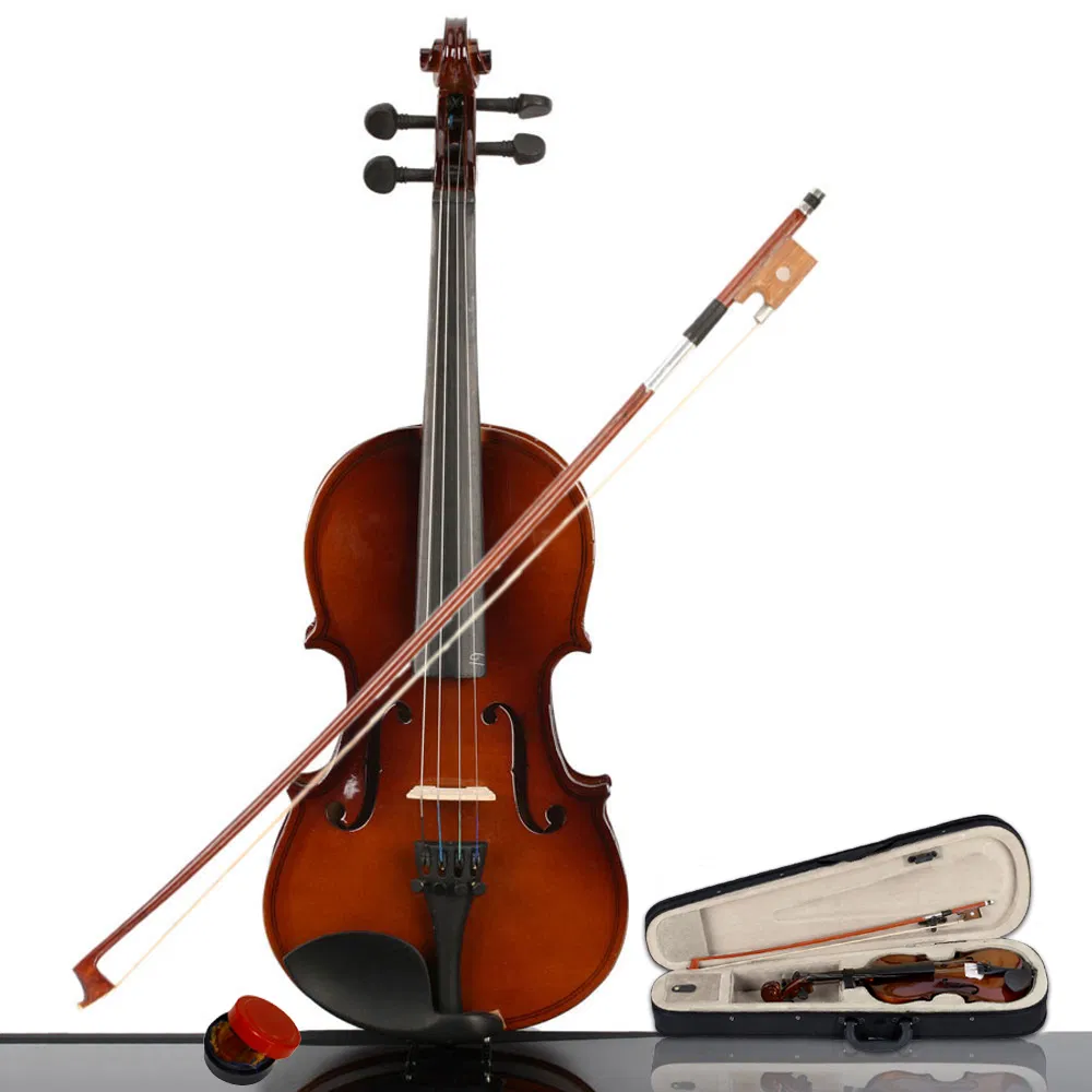 1/4 Acoustic Violin Case Bow Rosin Natural
