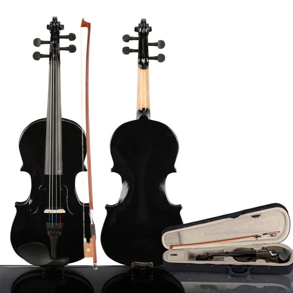 3/4 Acoustic Violin Case Bow Rosin Black