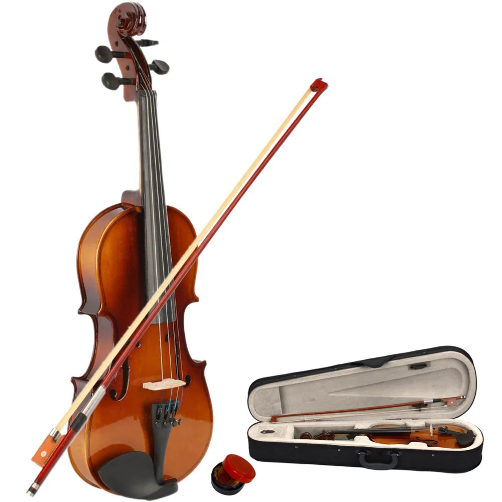1/2 Acoustic Violin Case Bow Rosin Natural
