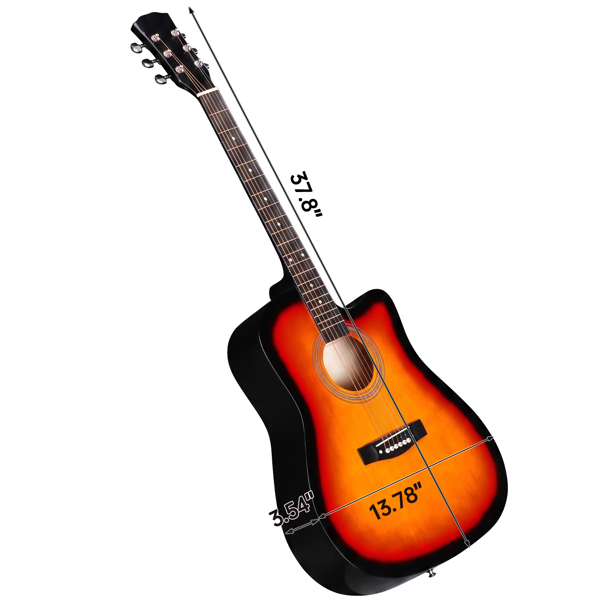 Sunset Color 41-inch Dreadnought Barrel-shaped Cutaway Acoustic Guitar With Pick…