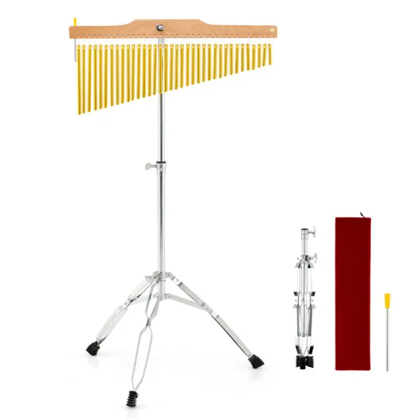 36-Tube Single-Row Wind Chime With Adjustable Tripod Stand, Portable Percussion…