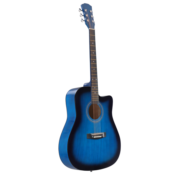 Blue 41-inch Dreadnought Barrel-shaped Cutaway Acoustic Guitar With Pick, Strings, Capo…