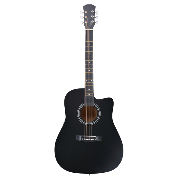Matte Black 41-inch Dreadnought Barrel-shaped Cutaway Acoustic Guitar With Pick, Strings…