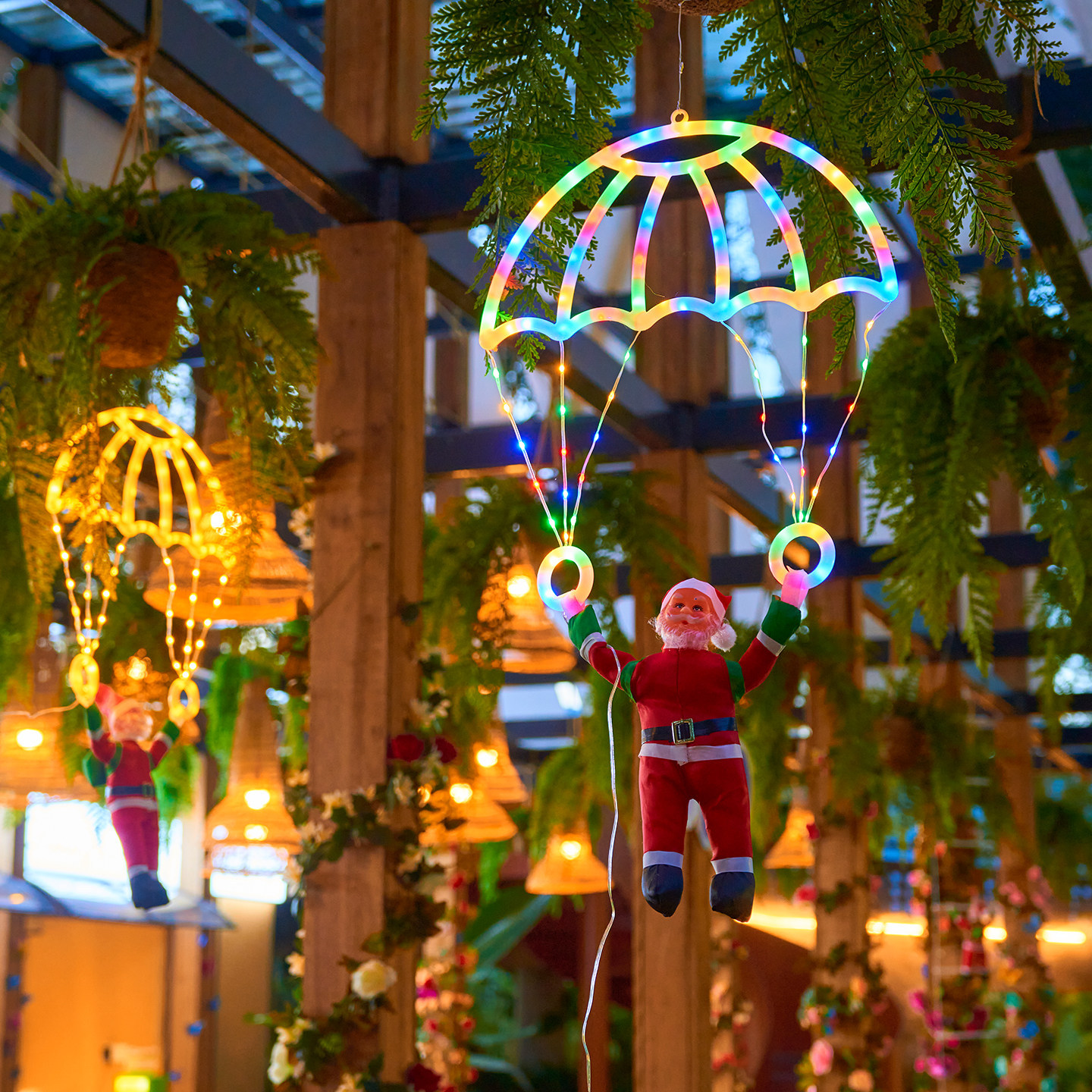 Santa Claus Parachute Light Christmas Atmosphere Decoration Light