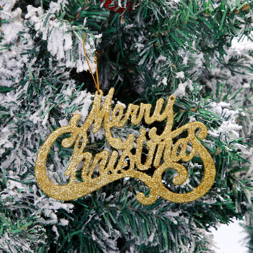 Christmas Gold Glitter Letter Ornaments For Christmas Tree And Home Decoration