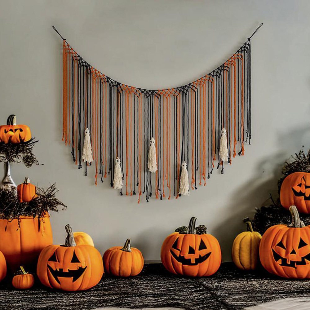 Halloween Handwoven Ghost Hanging Ornament Wall Tapestry