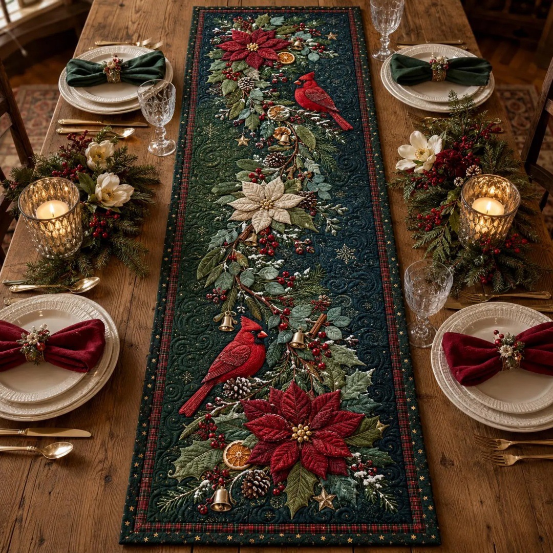 Digital-printed Quilting Table Runner For Living Room And Dining Table Decoration