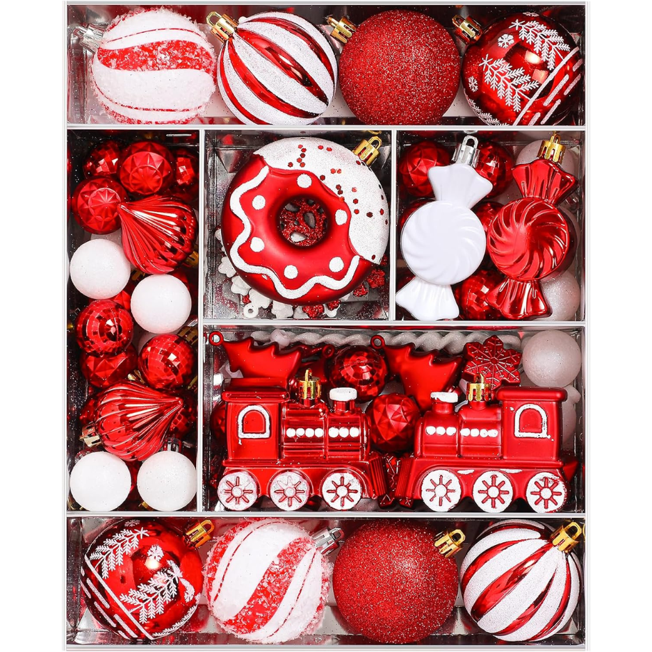82-Pack Christmas Balls Ornaments Set, Shatterproof Plastic Decor Delightful Classic Gift…